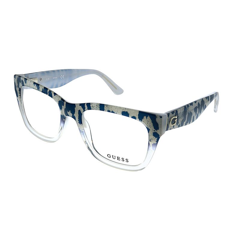 Guess GU 2595 089 Mens Square Eyeglasses Blue Leopard Crystal 52mm, 1 of 4