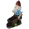Northlight 20" Blue and Brown Wheelbarrow Gnome Outdoor Garden Statue - 3 of 4