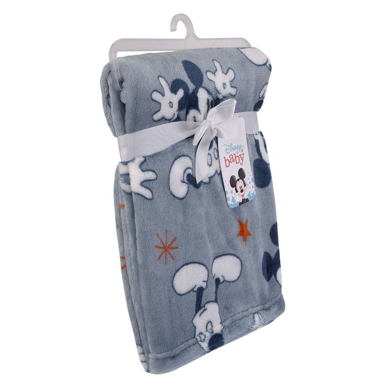 Disney Mickey Mouse Gray, Navy, White and Red Stars Super Soft Baby Blanket, 5 of 8