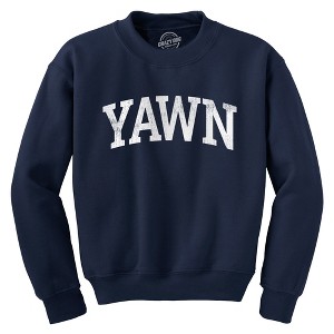 Yawn Crewneck Sweatshirt Funny Silly Sleepy Tired Exhaustion Joke Long Sleeve Sweater - Crazy Dog Crew Neck Sweatshirt - 1 of 4