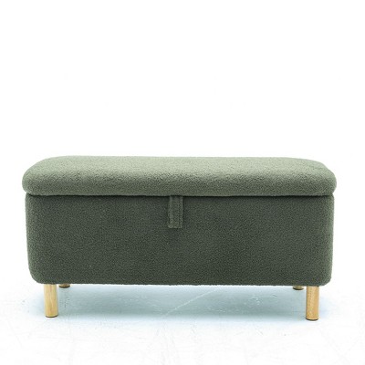 NicBex Modern 39.3" Boucle Storage Bench with Wood Legs for Bedroom and Entryway