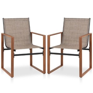 Tangkula 2 PCS Outdoor Dining Chairs Patio Furniture Chair w/ Breathable Seat & Backrest - 1 of 4