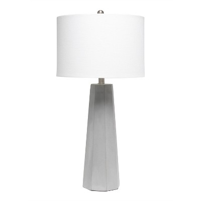 Concrete Pillar Table Lamp with Fabric Shade White - Lalia Home