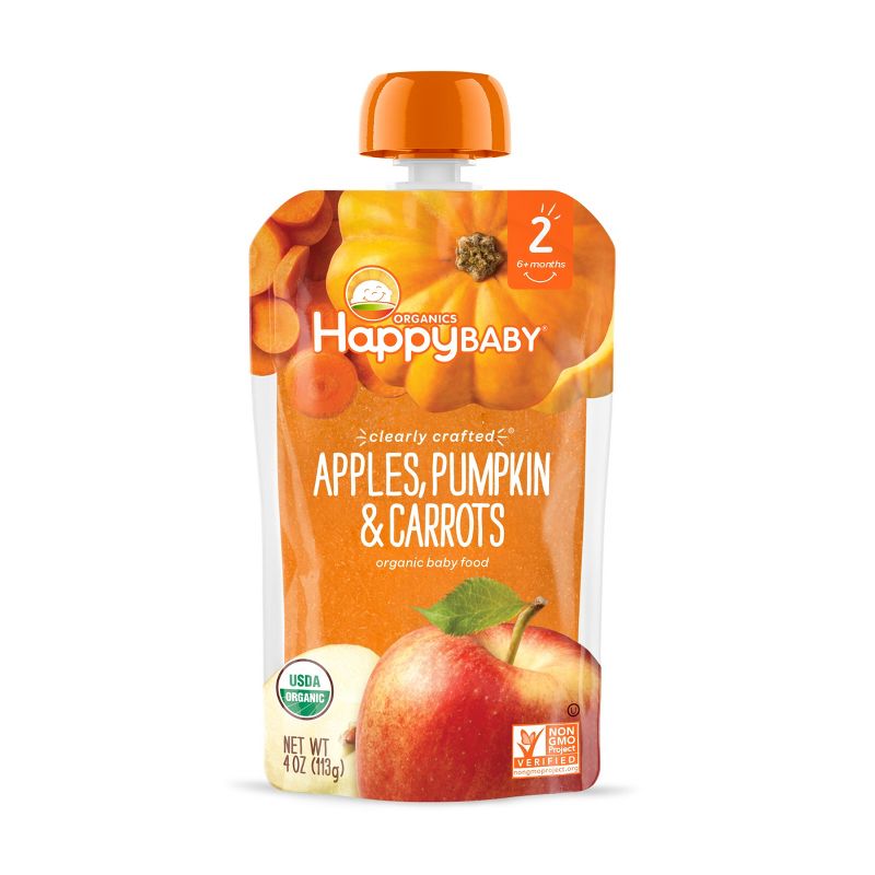 HappyBaby Clearly Crafted Apples Pumpkin &#38; Carrots Baby Food - 4oz, 1 of 8