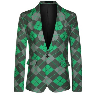 Lars Amadeus Men's Slim Fit Lightweight Formal Argyle Plaid Sports Coat