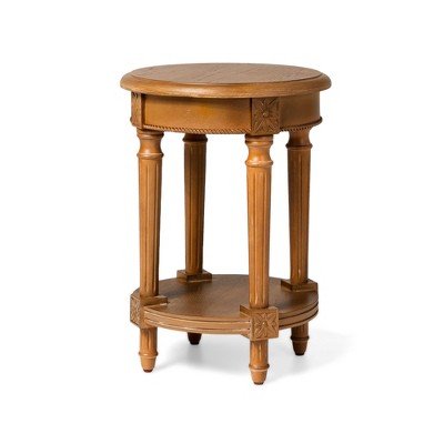 Maven Lane Pullman Traditional Round Wooden Side Table in Antiqued Natural Finish (3 Pack)