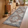 Washable Runner Rug for Hallways Vintage Floral Rug Retro Accent Kitchen Runner Soft Non Slip Carpet for Laundry, Bathroom, Bedroom - 4 of 4