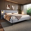 KWPZQEB Queen/King Size Chic Boucle Bed Frame with Integrated Lights, Modern Bed Frame with Upholstered Headboard & Shelves, No Box Spring Required - 2 of 4