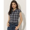 INSPIRE CHIC Women's Summer Plaid Short Sleeves Button Down Shirt - 2 of 4