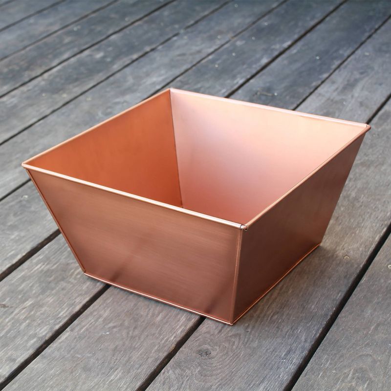 ACHLA Designs 12.5&#34; Wide Indoor/Outdoor Square Galvanized Steel Flower Box Copper Plated, 4 of 5