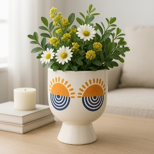 Flower Pots for Home Decor - Modern Planters and Plant Pots for Indoor or Outdoor Use - Decorative Ceramic Pots That Elevate Any Space - 7" White - 1 of 4