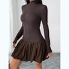 Clearlove Womens Bodycon Dresses Long Sleeve Dress Mock Neck Ruched Ruffle Layered Mini Party Puff Dresses - 3 of 4