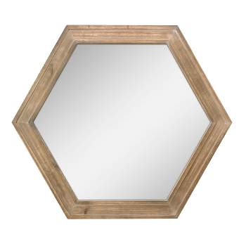 23.8" x 20.7" Wooden Hexagon Wall Mirror Brown - Stonebriar Collection