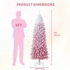 Pre-Lit Snow Flocked Pencil Christmas Tree, Gradient Lights, Foldable Metal Base, Lighted Holiday Decor - 2 of 4