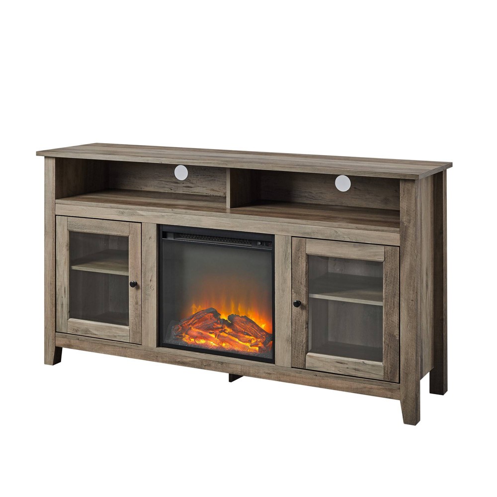 Ackerman Modern Transitional Tall with Electric Fireplace TV Stand for TVs up to 65" Gray Wash - Saracina Home
