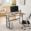 VECELO 32/44 in. Small Computer Desk, Wooden Writing Study Work Desk with Storage & Hook for Home or Bedroom, Brown - 4 of 4