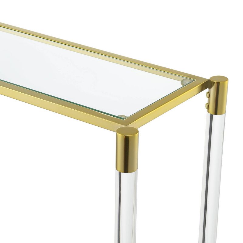 Royal Crest 2 Tier Acrylic Glass Console Table Gold/Glass - Breighton Home, 4 of 6