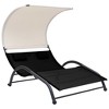 vidaXL Double Sunlounger Patio Outdoor Lounge Chair with Canopy Textilene - Black - 2 of 4