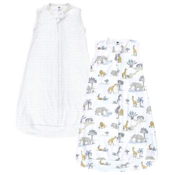 Hudson Baby Cotton Long-Sleeve Wearable Sleeping Bag, Sack, Blanket, Neutral Safari World Sleeveless