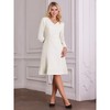 Hobemty Women's Flare V Neck Long Sleeve Belted Elegant Work Dress - 2 of 4