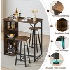 3-Piece Small Bar Table and Chairs Set for 2, Space-Saving Table with 3-Tier Storage Shelves, Ideal for Small Apartments, Kitchen, Dining Room - 3 of 4