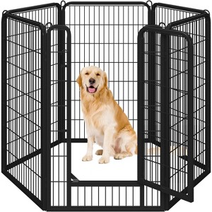 Yaheetech 6 Panels 47.5" Dog Playpen Panels Iron Dog Cat Exercise Barrier, Black - 1 of 4