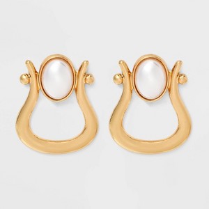 Pearl Door Knocker Earrings - A New Day™ Gold - 1 of 3