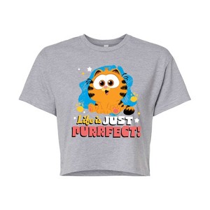 Women's - Garfield - Life Is Just Purrfect Cropped Graphic T-Shirt - 1 of 4