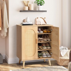 Karl Home Rattan 26.77 in.W 2-Door 4-Layer Shoe Cabinet - 1 of 4