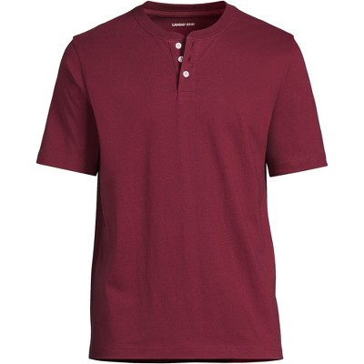 Lands' End Men's Short Sleeve Supert Henley X Large Rich Burgundy