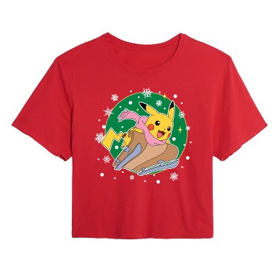 Women's - Pokémon - Pikachu Sled Cropped Graphic T-Shirt