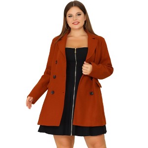 Women's Plus Size Winter Outfits Notched Lapel Double Breasted Overcoats - Agnes Orinda - 1 of 4