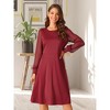 Seta T Women's Lantern Long Sleeve Round Neck Elegant Swiss Dots Work Knee Length Dress - 4 of 4