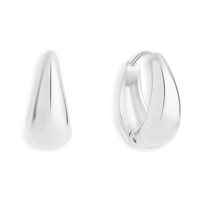EVRY JEWELS WATERPROOF Gold or Silver Plated Stainless Steel Teardrop Small Curve Hoop Earrings