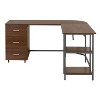 NicBex Home Office Desk L-Shape Writing Desk with 3 Drawers, 2 Open Storage Shelves, Wooden Desktop and Metal Legs for Study and Work - 4 of 4