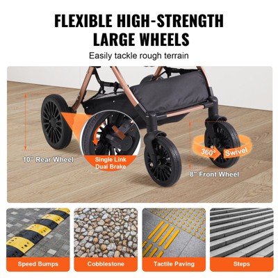 Black Aluminum Alloy 4-Wheel Dog Stroller with Brakes