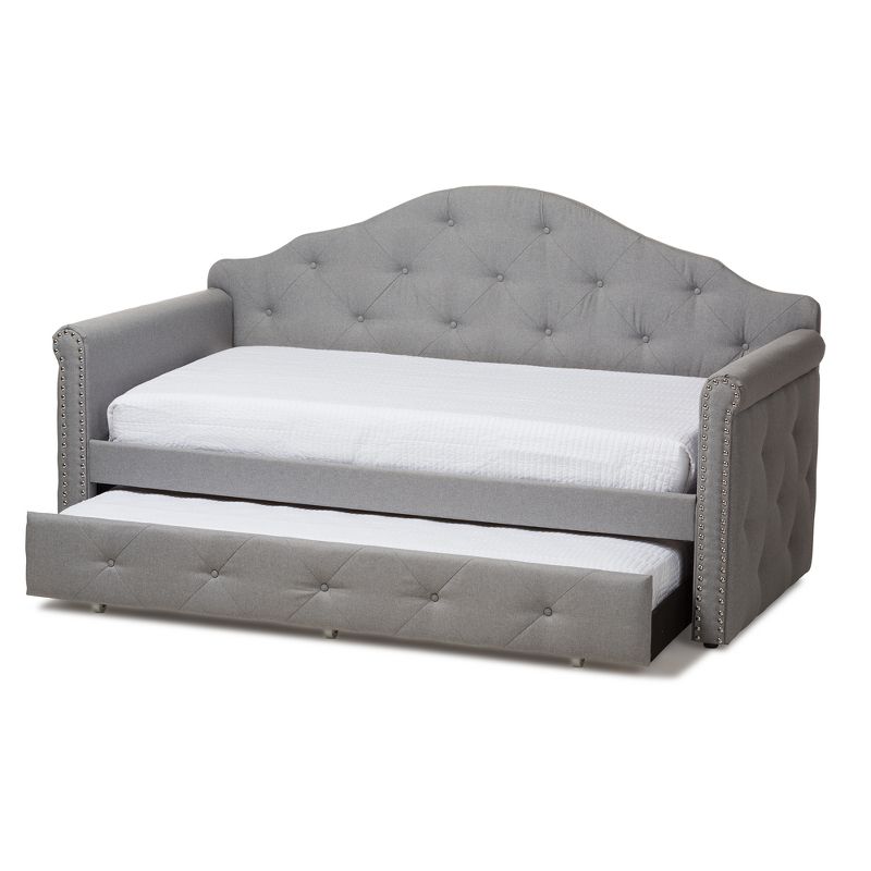 Twin Emilie Modern and Contemporary Fabric Upholstered Daybed with Trundle Gray - Baxton Studio, 4 of 12