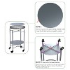 Kumasinova Modern Small Round Coffee Table,2-Tier Movable End Table with Wheels,Side Table for Living Room,Bedroom,Silver Gray - 3 of 4