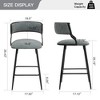 Kumasinova 26'' Counter Height Bar Stools Set of 2,  Pu Cover Kitchen Island Counter Stool with Black Powder Coating Base and Footres, Dining Chair - 2 of 4