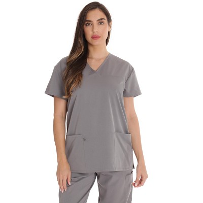 Just Love Solid Stretch Scrub Top for Women Mock Wrap Nursing Shirt