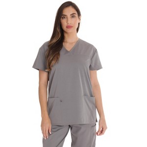 Just Love Solid Stretch Scrub Top for Women Mock Wrap Nursing Shirt. - 1 of 3