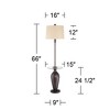 Regency Hill Fallon Rustic Industrial Floor Lamps with Tray Table 66" Tall Set of 2 Bronze Hammered USB and Outlet Oatmeal Shade for Living Room House - 4 of 4