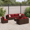 vidaXL Patio Lounge Set - Outdoor Sectional Sofa, 9 Piece Modular Design, Brown Poly Rattan with Cushions & Glass Tabletop for Garden, Patio, Terrace - 2 of 4