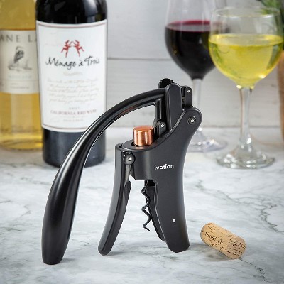Ivation Black Stainless Steel Manual Wine Bottle Opener