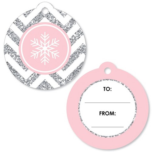 Big Dot of Happiness Pink Winter Wonderland - Holiday Snowflake to and from Favor Gift Tags (Set of 20) - image 1 of 4