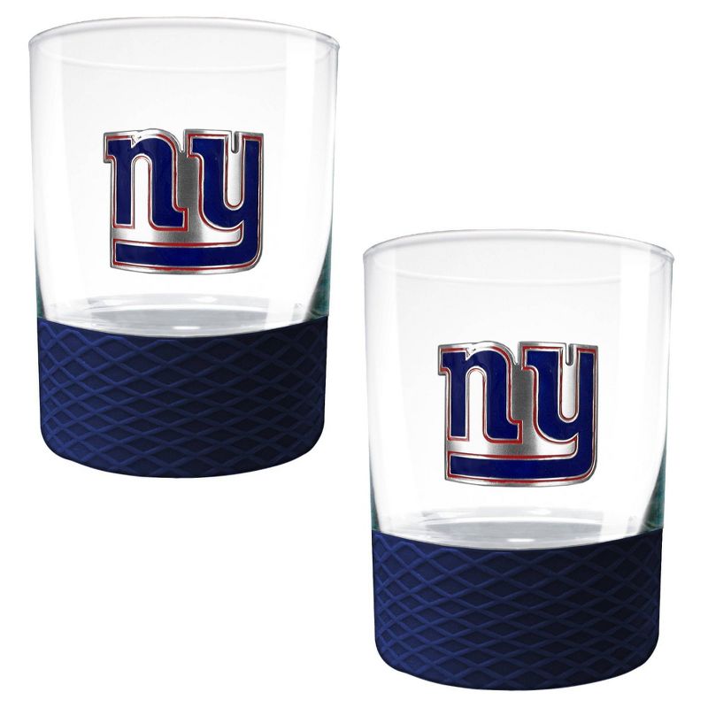 NFL New York Giants 14oz Rocks Glass Set with Silicone Grip - 2pc, 1 of 2