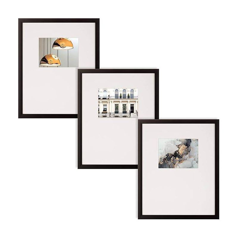 Instapoints (Set of 3) Gallery Wall Picture Frame Set 18&#34;x24&#34; Matted to 8&#34;x10&#34; with Offset Mat and Hanging Template, 1 of 6