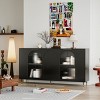 60'' Sideboard Buffet Cabinet with 4 Fluted Glass Doors and Adjustable Shelves for Dining Room or Entryway-Baofuwish - 3 of 4