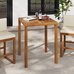 Christopher Knight Home Goleta Outdoor 39.5" Tall Acacia Wood Bar Height Table with Slatted Top - 1 of 4