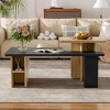 GlasFlength Coffee Tables Two Nesting Coffee Tables Rectangle Coffee Table Open Storage Shelf Table for Living Room, Black, 47.2"*27.2"*20.5" - 3 of 4